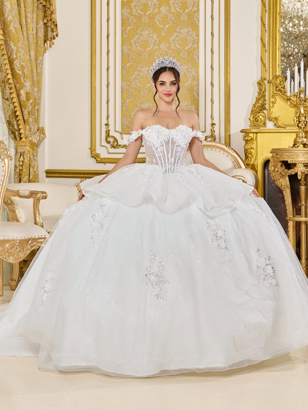 NEW OFF WHITE Lace & Embroidered Shoulder Wedding Dress Floor Length 0317